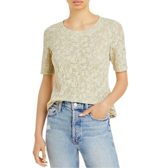 Rebecca Taylor Lemon Jacquard Burnout Tee Shirt‎ - Picture 1 of 7